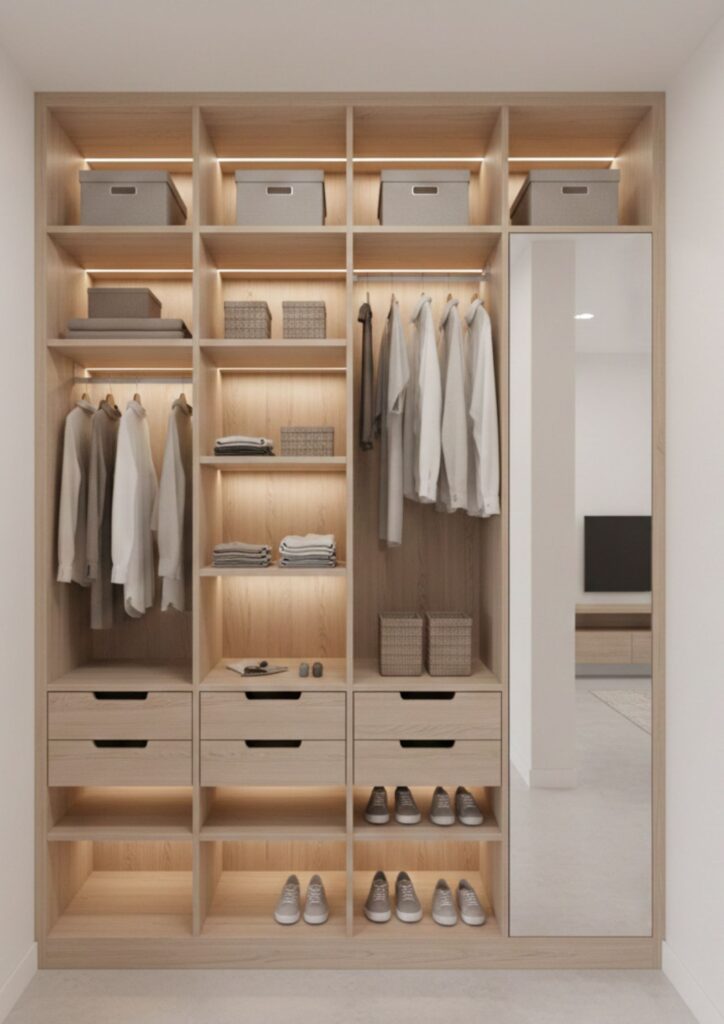 Small minimalist closet design