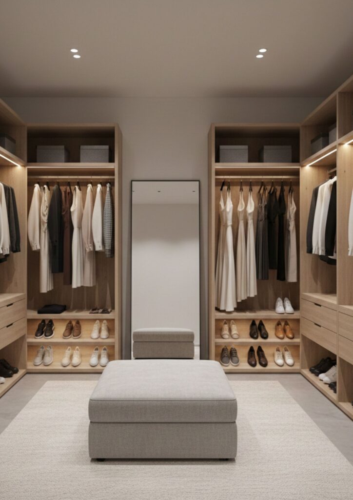 Modern minimalist walk-in closet design