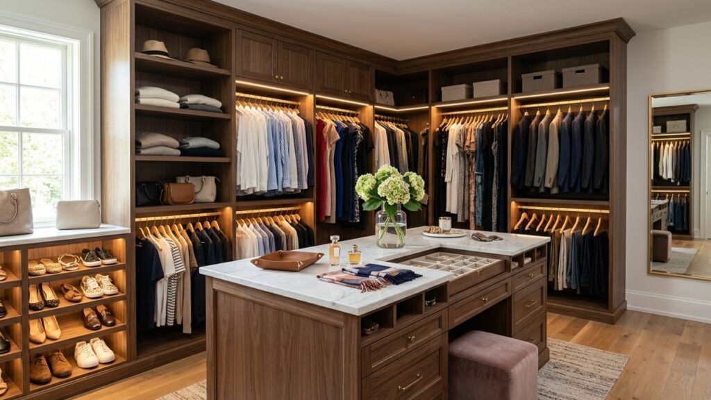 Custom Walk-In Closet Ideas That Work Around an Island