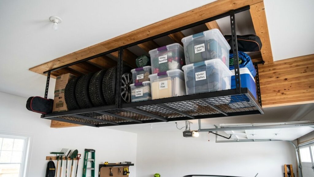 Overhead Ceiling Storage for Rarely Used Items