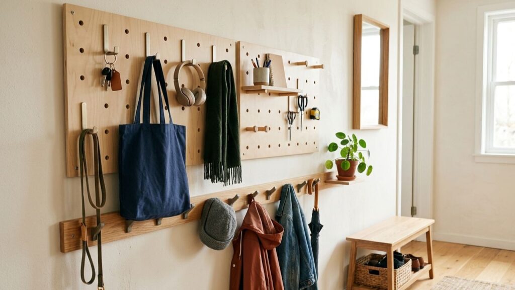 Wall-Mounted Hooks and Pegboards
