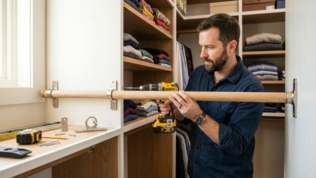 Install the Closet Rod (for Hanging Sections)